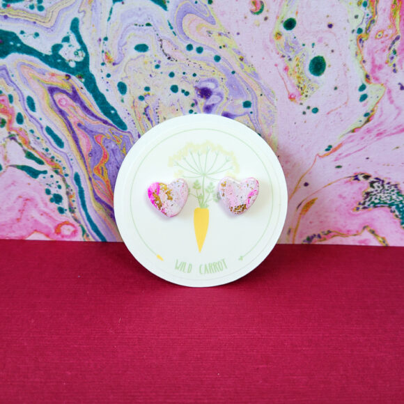 Raspberry Ripple Heart Stud