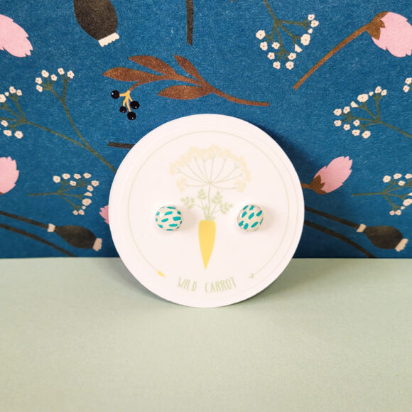 Teal Rain Circle Tiny Stud