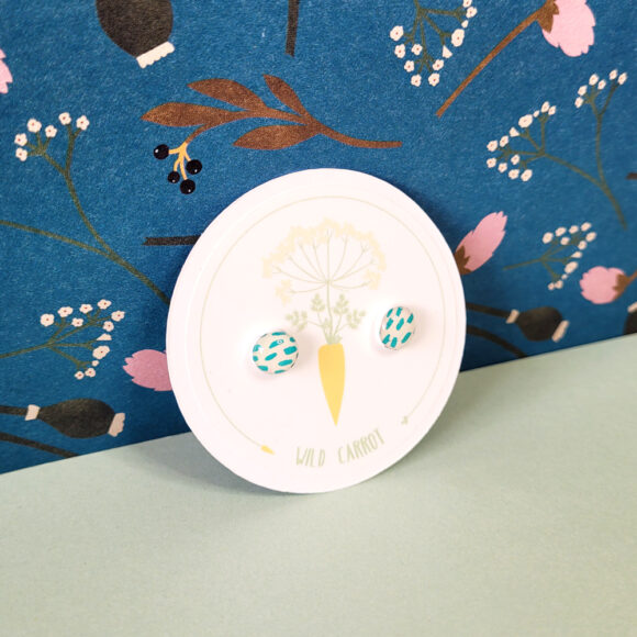 Teal Rain Circle Tiny Stud - Image 4