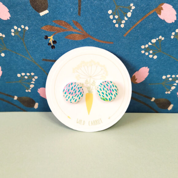 Teal Rain Circle Medium Stud