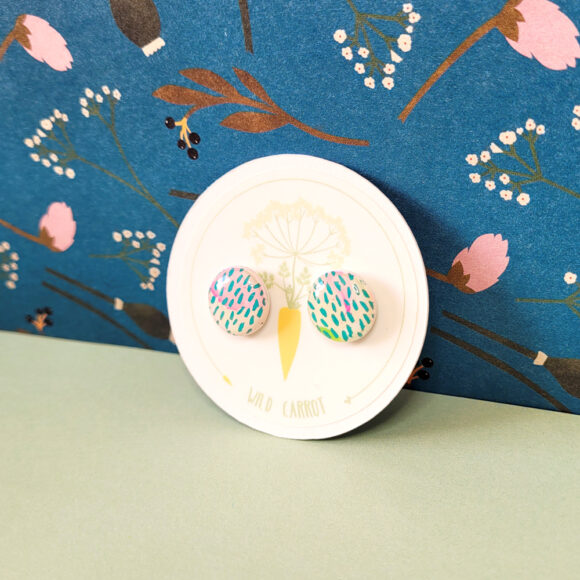 Teal Rain Circle Medium Stud - Image 2