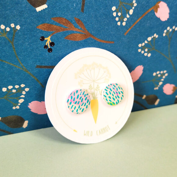 Teal Rain Circle Medium Stud - Image 4
