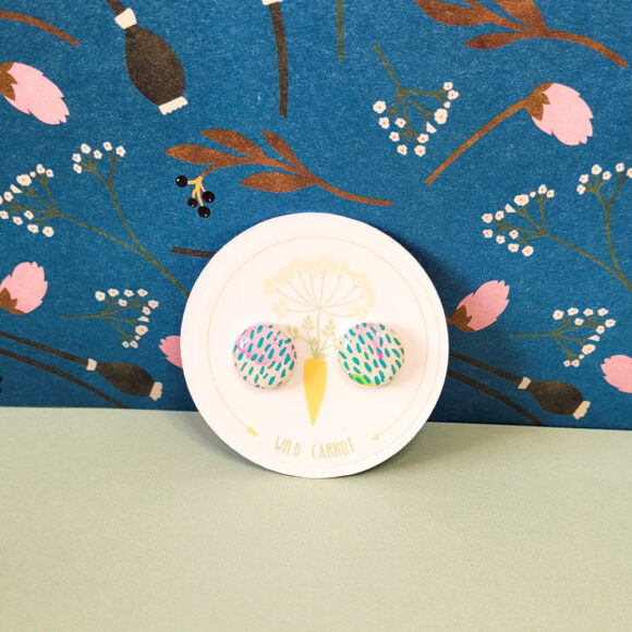 Teal Rain Circle Medium Stud - Image 3