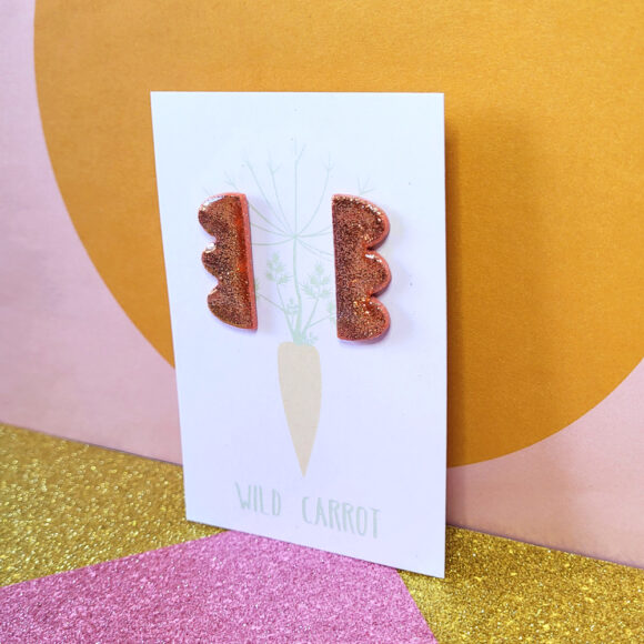Rose Gold Luxe Wavy Vertical Stud - Image 3