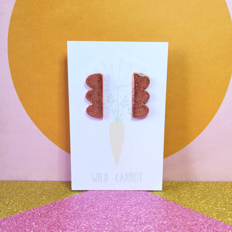 Rose Gold Luxe Wavy Vertical Stud
