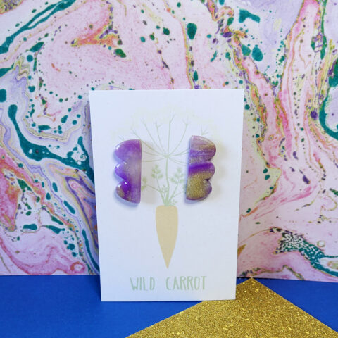 Amethyst Wavy Vertical Stud