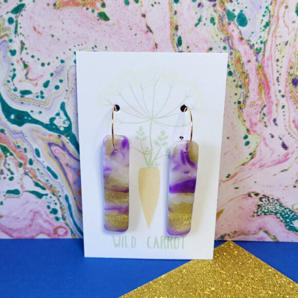 Amethyst Rectangle Hoop