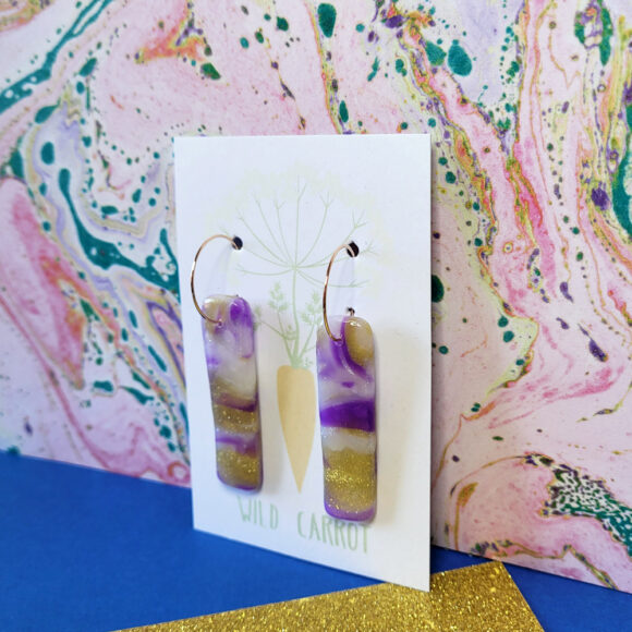 Amethyst Rectangle Hoop - Image 3