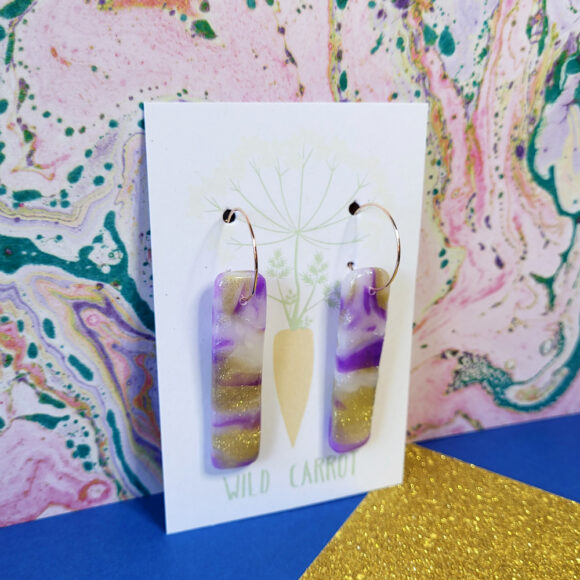 Amethyst Rectangle Hoop - Image 2