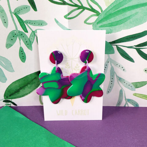 Lime Violet Flower Mega Dangle