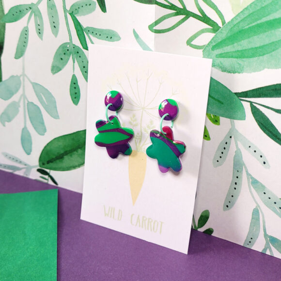 Lime Violet Small Flower Dangle - Image 8