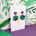 Lime Violet Small Flower Dangle - Image 7