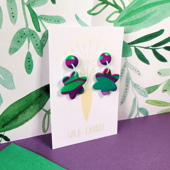 Lime Violet Small Flower Dangle - Image 7