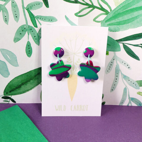 Lime Violet Small Flower Dangle