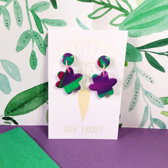 Lime Violet Small Flower Dangle - Image 5