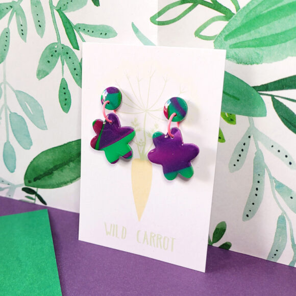 Lime Violet Small Flower Dangle - Image 4