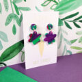 Lime Violet Small Flower Dangle - Image 3