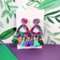 Lime Violet Large Triangle Tassel Dangle