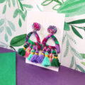 Lime Violet Large Triangle Tassel Dangle - Image 2