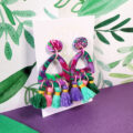 Lime Violet Large Triangle Tassel Dangle - Image 4