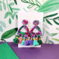Lime Violet Large Triangle Tassel Dangle - Image 3