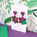 Lime Violet Medium Flower Dangle - triangle top - Image 2