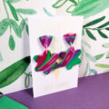 Lime Violet Medium Flower Dangle - triangle top - Image 4