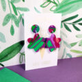 Lime Violet Medium Flower Dangle - circle top - Image 2
