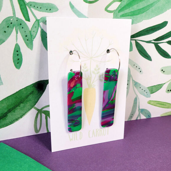 Lime Violet Rectangle Hoop - Image 4