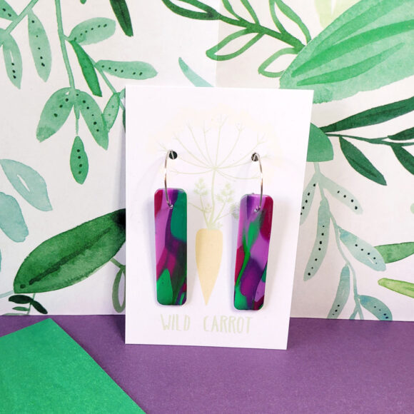 Lime Violet Rectangle Hoop - Image 3