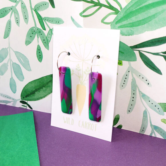 Lime Violet Rectangle Hoop - Image 2