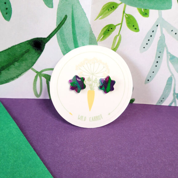 Lime Violet Small Flower Stud