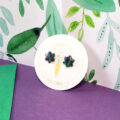 Lime Violet Small Flower Stud - Image 2