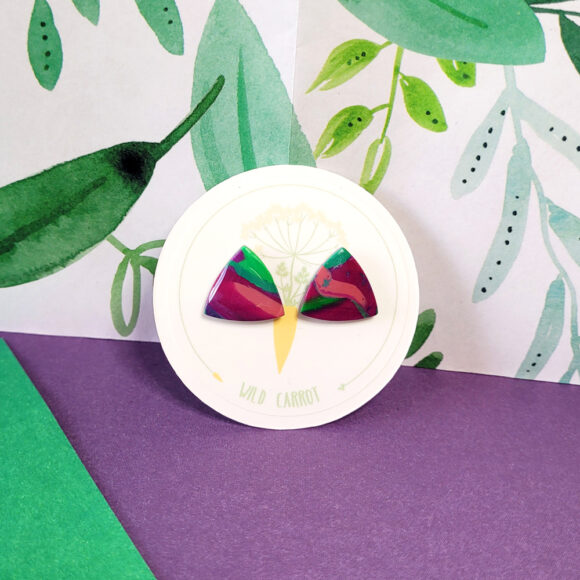 Lime Violet Triangle Stud - Image 4