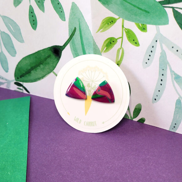Lime Violet Triangle Stud - Image 3