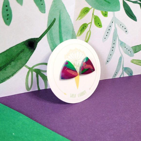 Lime Violet Triangle Stud - Image 2