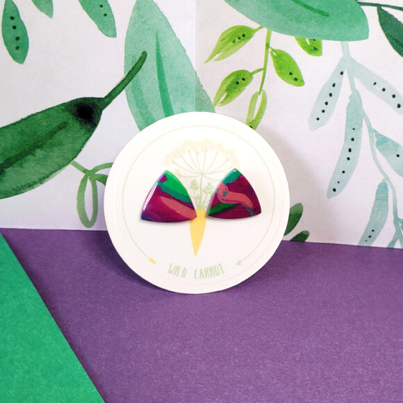 Lime Violet Triangle Stud