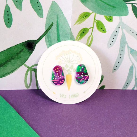 Lime Violet Teardrop Stud - Image 4