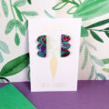 Lime Violet Wavy Vertical Stud