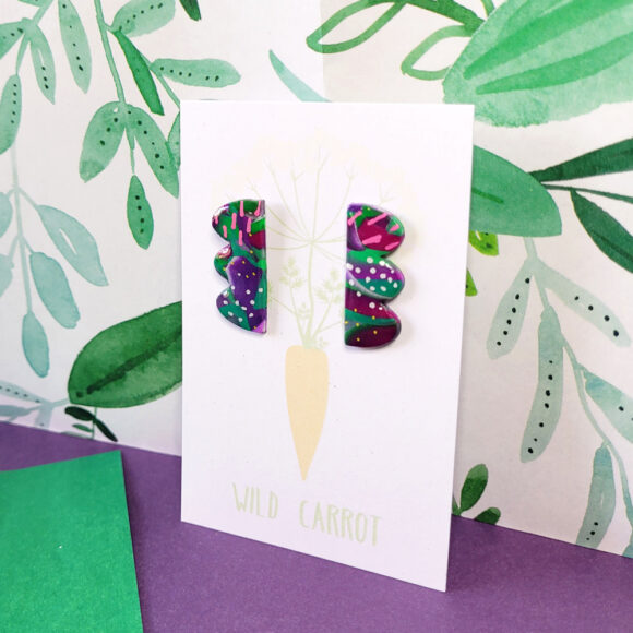 Lime Violet Wavy Vertical Stud - Image 2