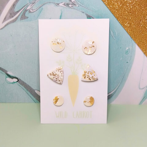 Gold Watercolour Triple Assorted Stud Pack