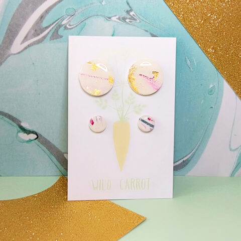 Gold Watercolour Duo Circle Stud Pack