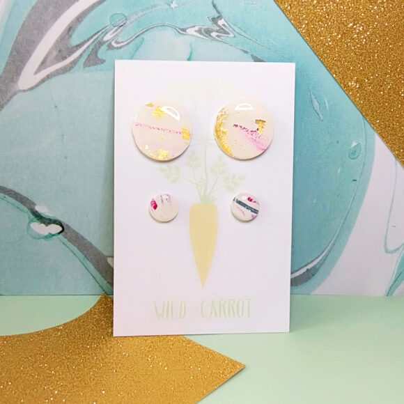 Gold Watercolour Duo Circle Stud Pack