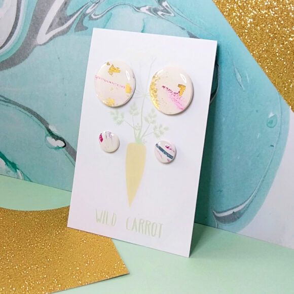 Gold Watercolour Duo Circle Stud Pack - Image 2