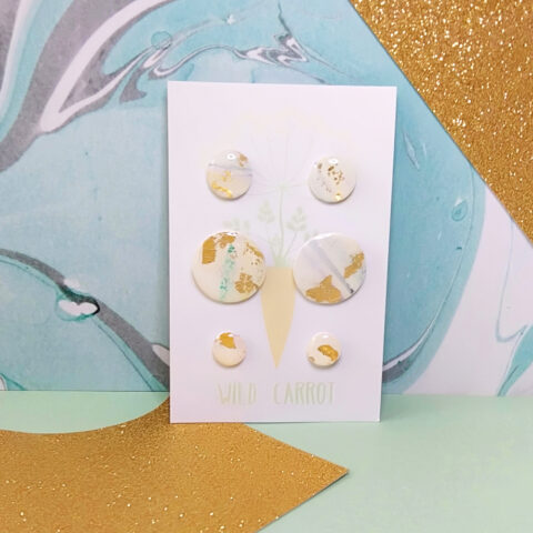 Gold Watercolour Triple Circle Stud Pack
