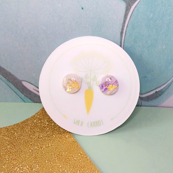 Gold Watercolour Circle Small Stud