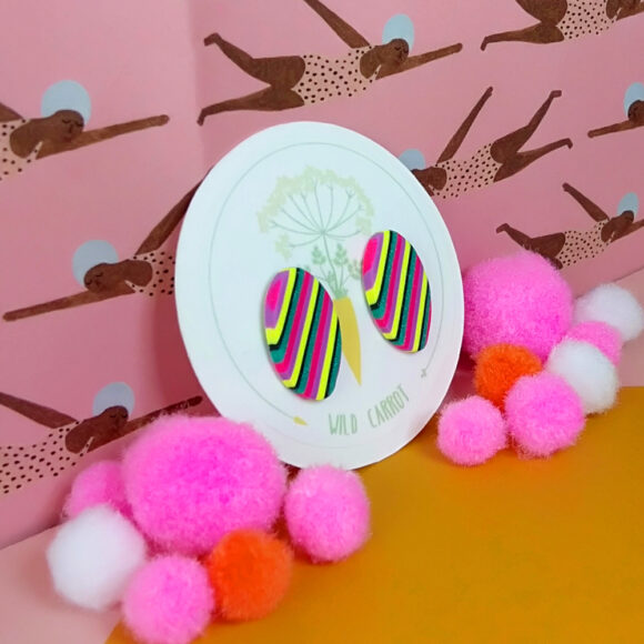 Happy Colours Striped Oval Stud - Image 3