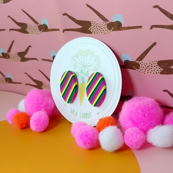 Happy Colours Striped Oval Stud - Image 2