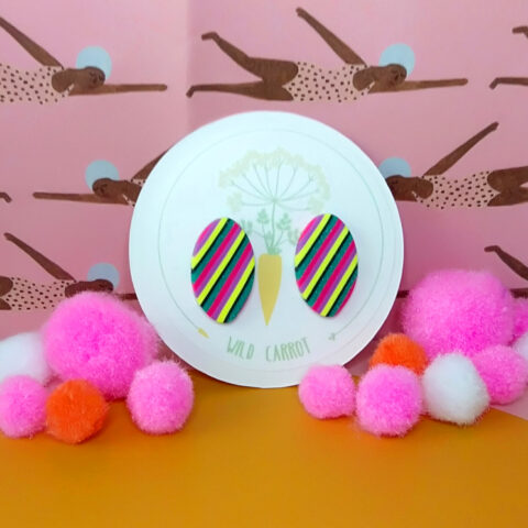 Happy Colours Striped Oval Stud